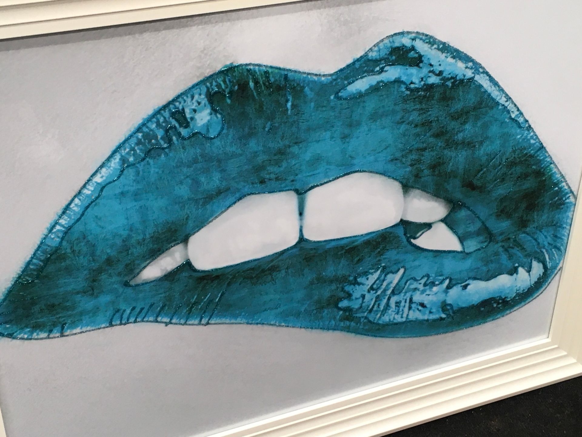 Framed and glazed pop art picture of a pair of lips 75x95cm. - Image 2 of 3