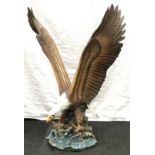 Capodimonte large impressive ceramic ornament of a bald eagle with its wings outstretched marked and