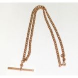 9ct gold Albert style watch chain with T bar 46cm 8.6g