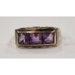 Antique amethyst German 9ct gold ring size O.