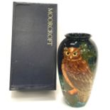 Moorcroft Sally Tuffin Owl vase 1990. Limited edition 444/500. Tubeliner Alison Neale. Paintress