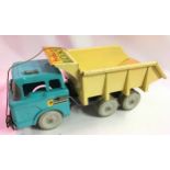 Louis Marx (Great Britain) Powerhouse Series Hydraulic Dump Truck with brick blue cab and cream back