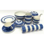 T.G. Green & Co Cornish Kitchen Ware blue and white good collection to include teapot, rolling