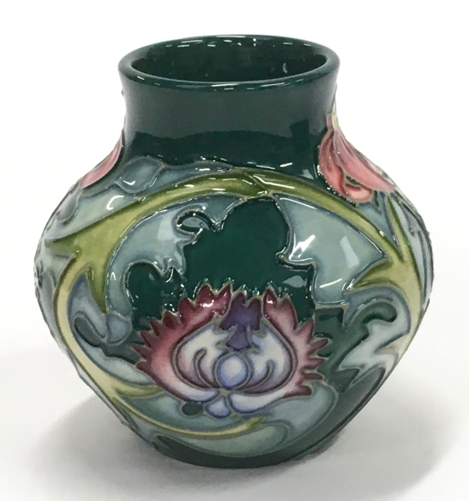 Moorcroft Rachel Bishop Leicester vase 1996. Tubeliner Caroline Hulme. Paintress Wendy Mason. 3" - Image 2 of 3