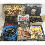 Collection of Warhammer found here in this large box which includes various figures - Blood Bowl