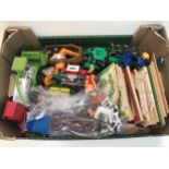 Box of various farm animals, machinery and accessories. All found in great conditions.