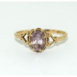 9ct gold ladies Amethyst ring size O