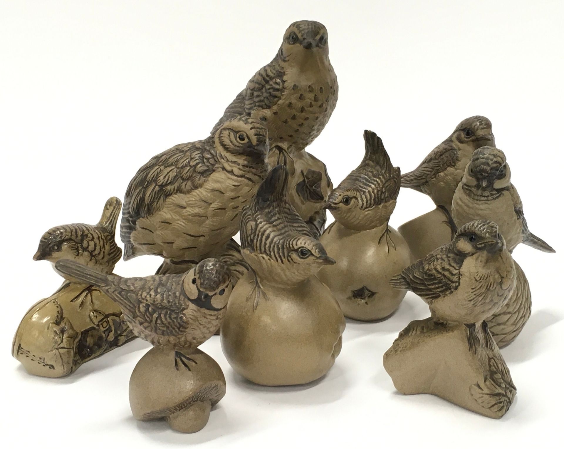 Poole Pottery collection of Barbara Linley Adams stoneware birds (9).