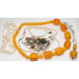 Selection of Fresh water pearls/Amberine and 925 silver jewellery.