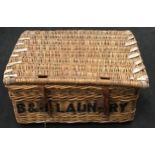 Vintage B&D Laundry, Bournemouth wicker laundry hamper 70x32x50cm.