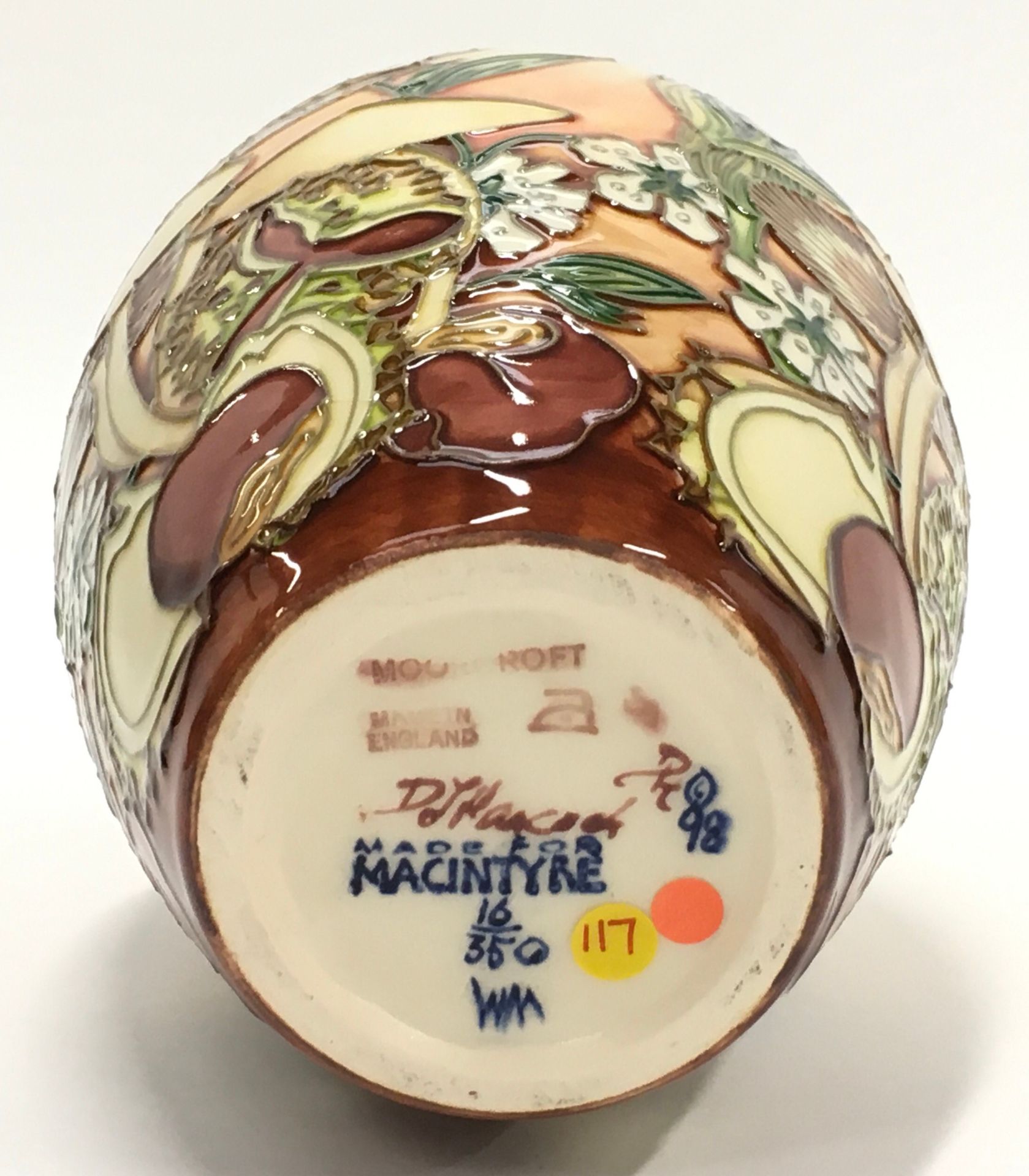 Moorcroft Debbie Hancock Underwood vase 1998. Limited edition 16/350. Tubeliner Sarah Pendlebury. - Image 4 of 4