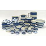T.G. Green & Co Cornish Kitchen Ware blue and white good collection to include butter bowl, milk