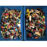 2 x large containers containing lots of loose Lego.