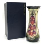 Moorcroft Rachel Bishop Foxglove vase 1994. Tubeliner Gillian Leese. Paintress Hayley Smith. 12"