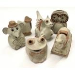 Collection of Shelf Pottery Halifax stoneware money boxes (6).