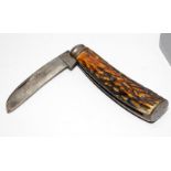 Vintage bone handled hunting pocket knife 'The Encore' by Thomas Turner