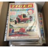 Box of various 1970’s Tiger comics mostly found in Excellent conditions and having plastic