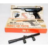 Vintage Sussex Armoury RO72 Panther Deluxe Bullseye target air pistol in original box. Cocks and