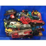 A collection of various diecast play worn toys. This lot includes - Cars - Lorries -
