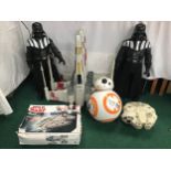 Collection of Star Wars toys to include 2 Darth Vaders - BB8 - 1 boxed Millennium Falcon and one