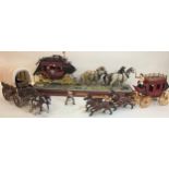 Franklin Mint Wells Fargo Stagecoach complete with 4 Horses - Luggage - Rifles etc plus 2 other