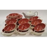 Poole Pottery Twintone collection of dinnerware in the rarer "Red Indian" colourway to include