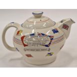 Crown Ducal Ware "War Against Hitlerism" scarce porcelain teapot.