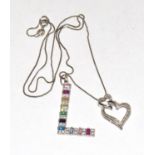 Gemset/Dia w/g on 925 silver love heart pendants