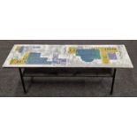 Stylish mid 20th century John Piper 'London Skyline' coffee table manufactured by Myer and