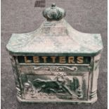 Contemporary cast metal decorative letter box 42x38x15cm.