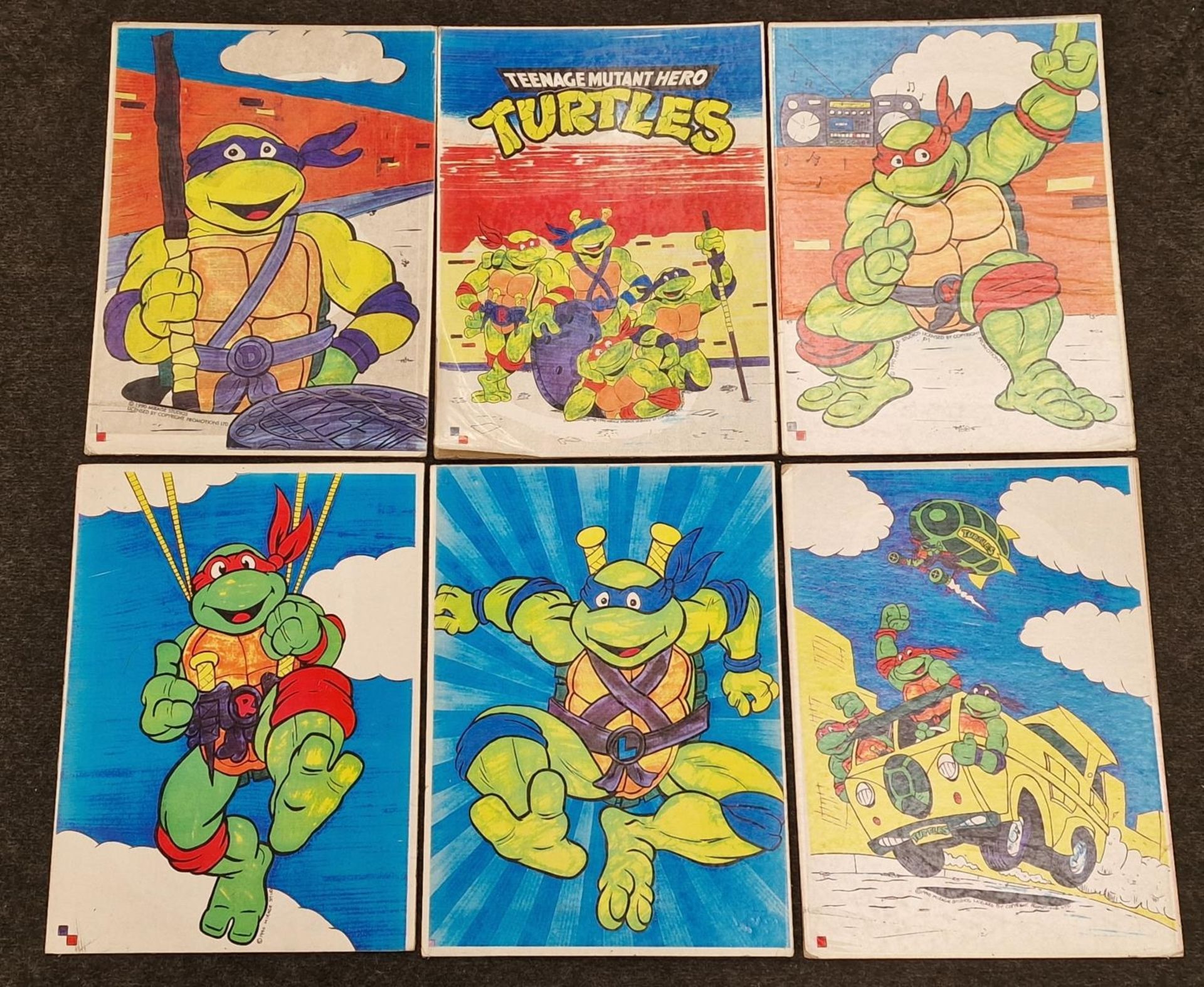 Teenage Mutant Hero Turtles set of promotional posters on board by Mirage Studios 1990. Each