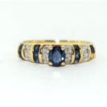 Sapphire/Diamond 14ct gold ring Size N+