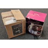 Modena boxed 10 litre soup kettle together with boxed Russell Hobbs Temptations double chocolate