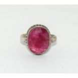 A vintage 925 silver and natural ruby ring Size N