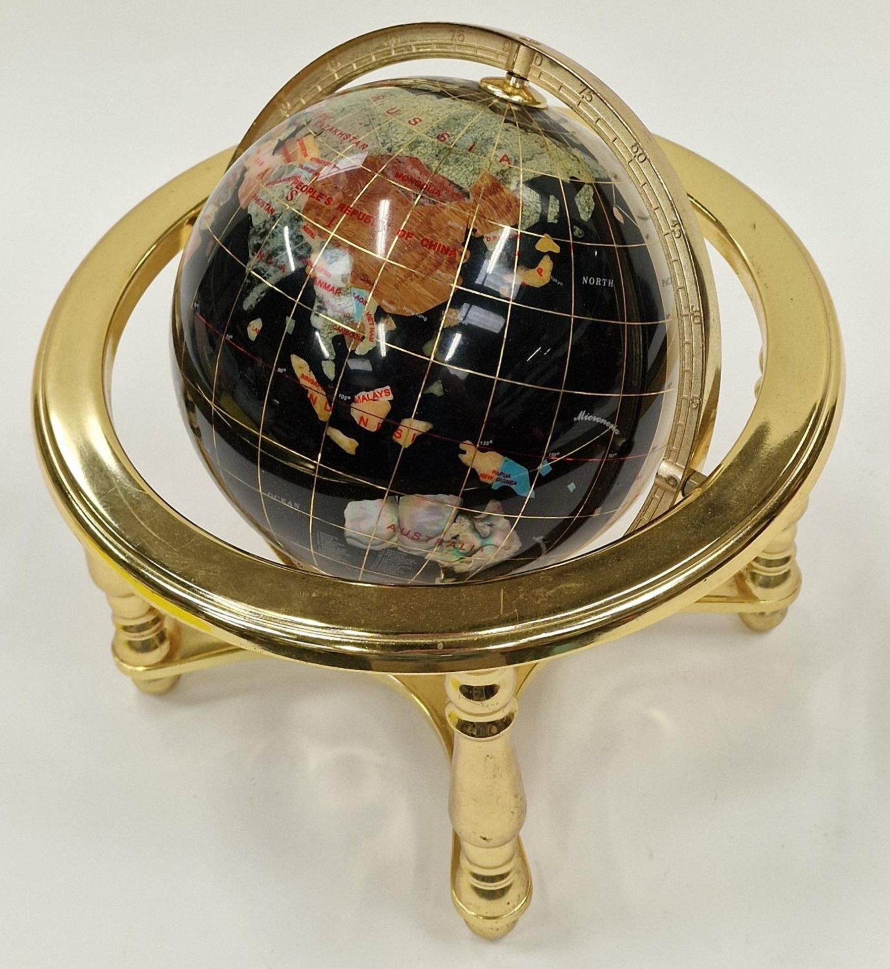 Contemporary gem set revolving globe of the world 24cm tall. - Image 2 of 3