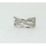A criss cross IBB CN 925 silver ring Size R 1/2.