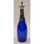 Bristol Blue glass grape decorated wine decanter