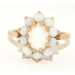 9ct gold ladies antique set Opal cluster ring size N