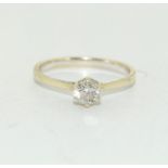 9ct gold and diamond solitaire ring approx 0.40 points, Size Q+