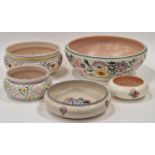 Poole Pottery large traditional pattern bowl 12.5" dia, together with four others (5)