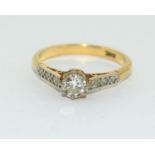 18ct gold ladies Diamond solitaire ring approx 0.25ct size M