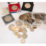 Collection of mostly GB coins to include a sterling silver Crown with certificate and case
