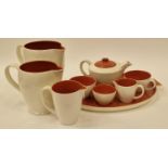 Poole Pottery Twintone collection in the rarer "Red Indian" colourway to include breakfast set and