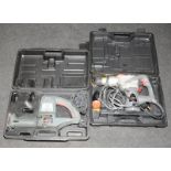 Performance multi-purpose saw c/w an Extreme rotary hammer drill. Both in poly cases