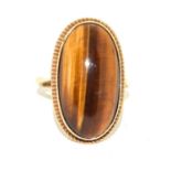 9ct gold vintage Tigers Eye inlay ring 4.8g size L