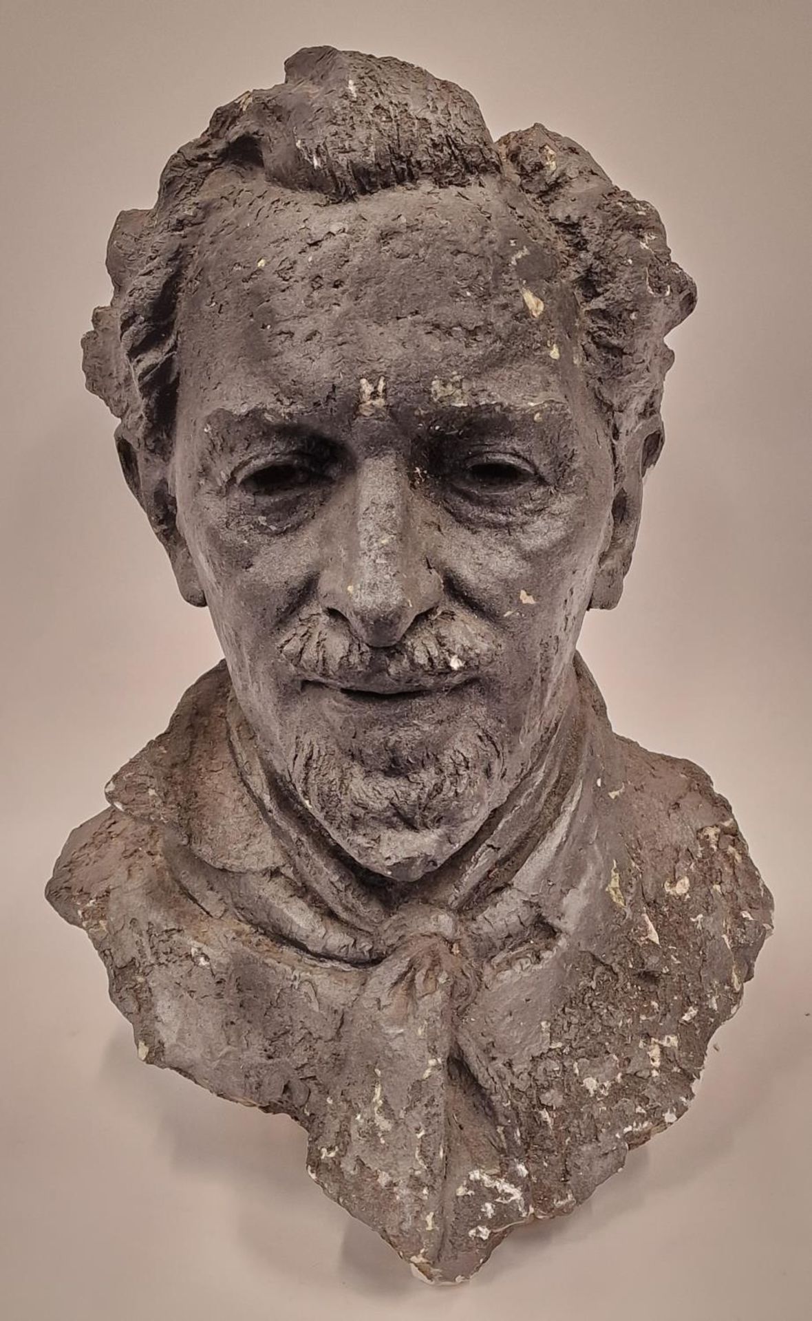 Plaster cast bust of possibly William Shakespeare or Francis Drake 38cm tall.