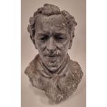 Plaster cast bust of possibly William Shakespeare or Francis Drake 38cm tall.