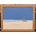 Stunning beach scene oil on canvas painting ny John Horsewell 75x100cm in pine frame.