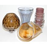 4 items of large contemporary glass vases