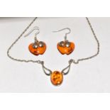 Baltic honey amber 925 pendant and amber earrings.